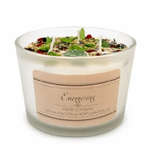Energizing Candle — Uplifting Soy Candle with Herbs & Crystals