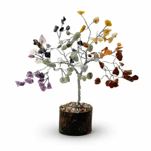 Rainbow Crystal Tree of Life — 16–18cm Handmade Gemstone Tree