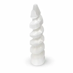 Selenite Spiral — 6" Carved White Crystal for Cleansing & Flow