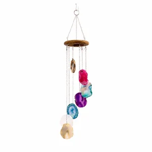 Agate Slice Wind Chime — 50" Colourful Crystal Hanging Décor